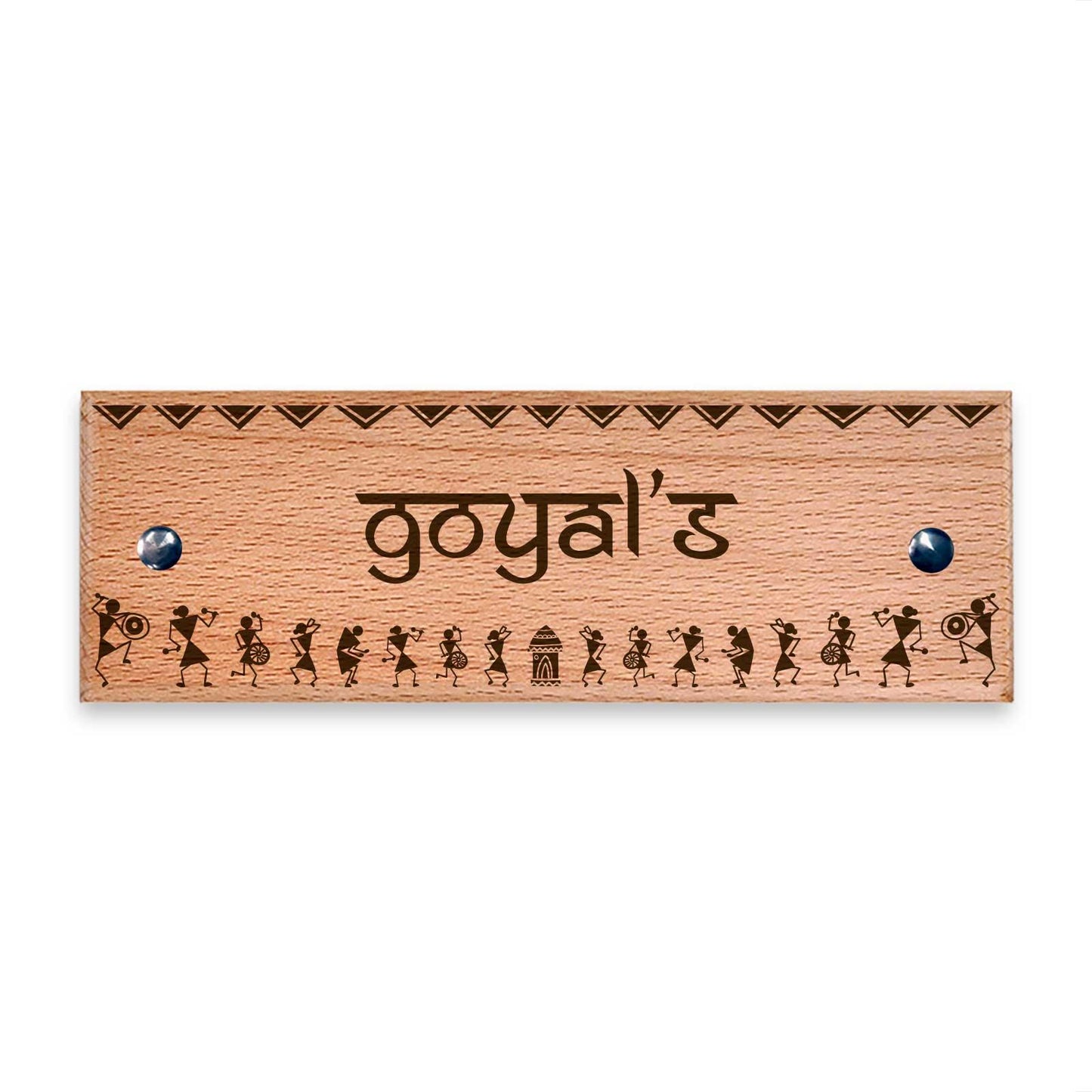 Warli - Wooden Name Plate - Housenama